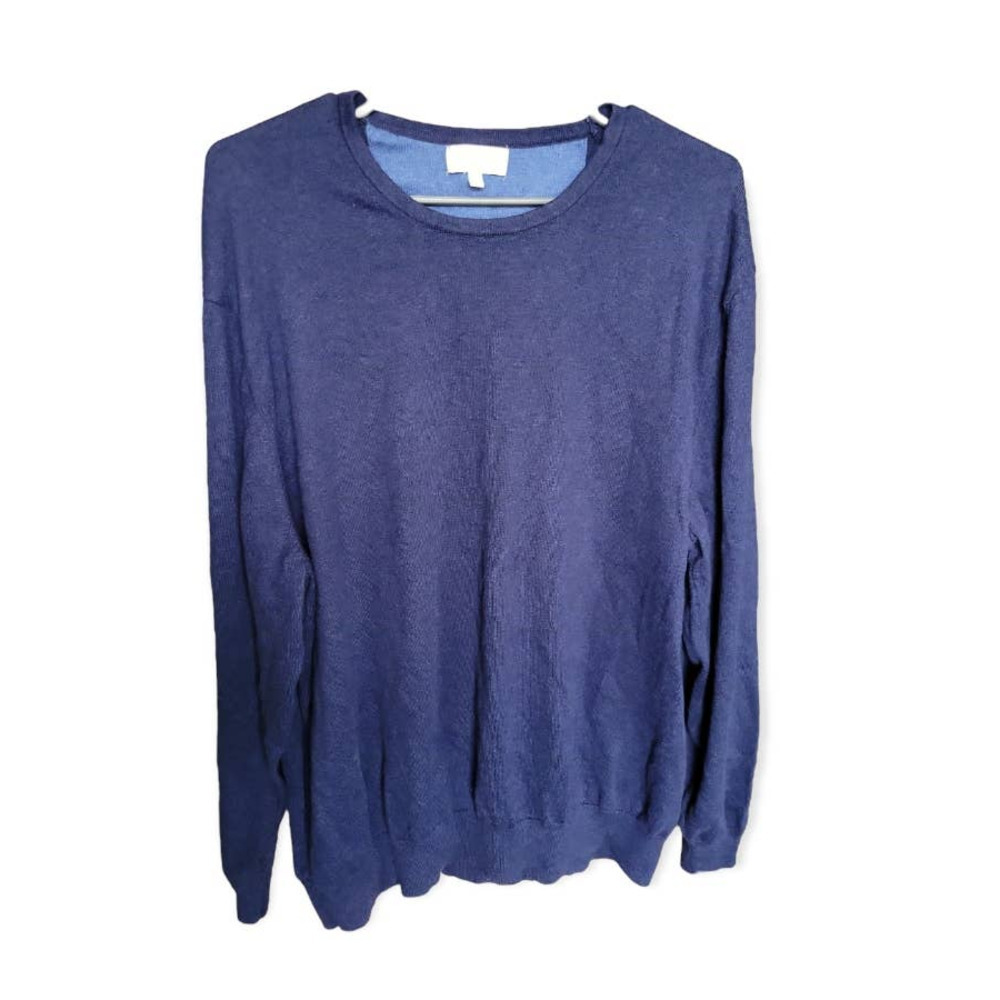 Hickey Freeman‎ New York Cashmere Cotton Blend Pullover Crewneck XXL Blue